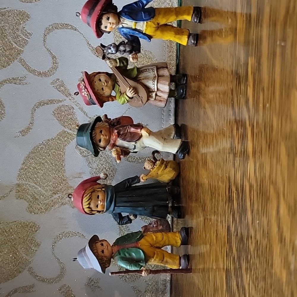 Vintage Christmas Ornaments 5 Old World Bavarian Children Made in Hong Kong